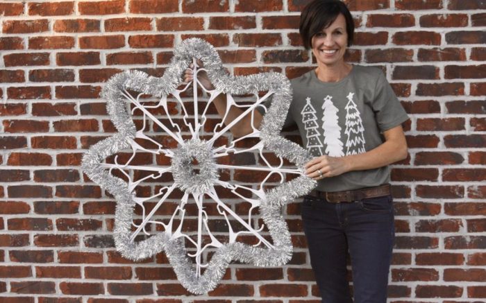 How to make a plastic hanger snowflake decoration