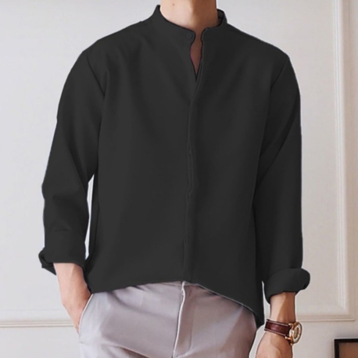 Men's black long sleeve dress shirt