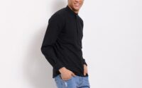 Men's black long sleeve dress shirt