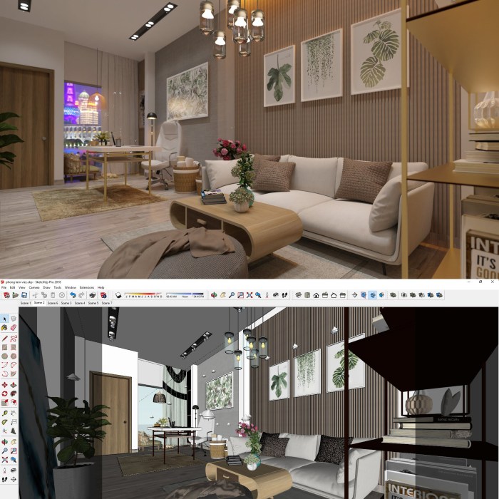 Interior desain sketchup penahayaan